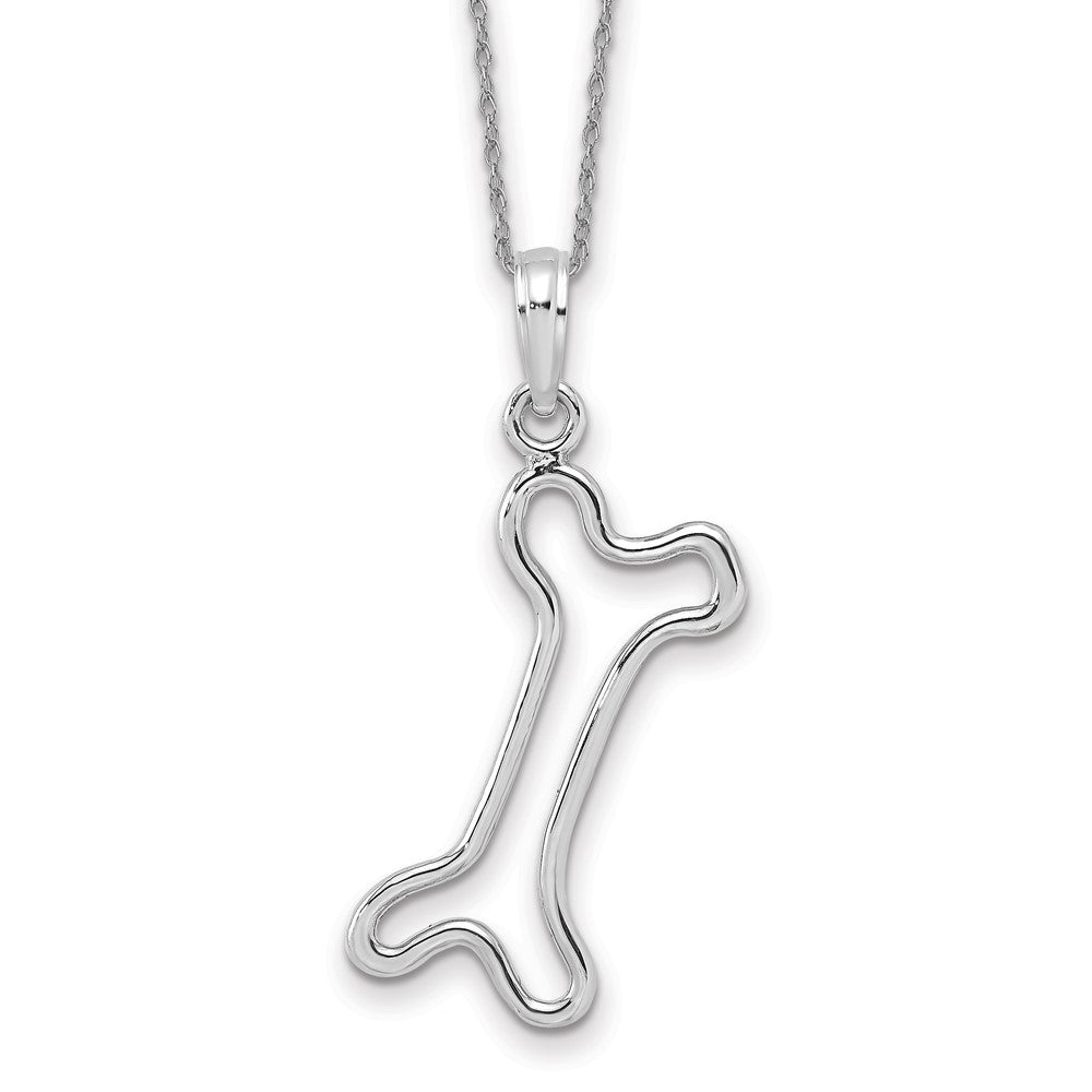 14k White Gold Cut-Out Polished Dog Bone Necklace