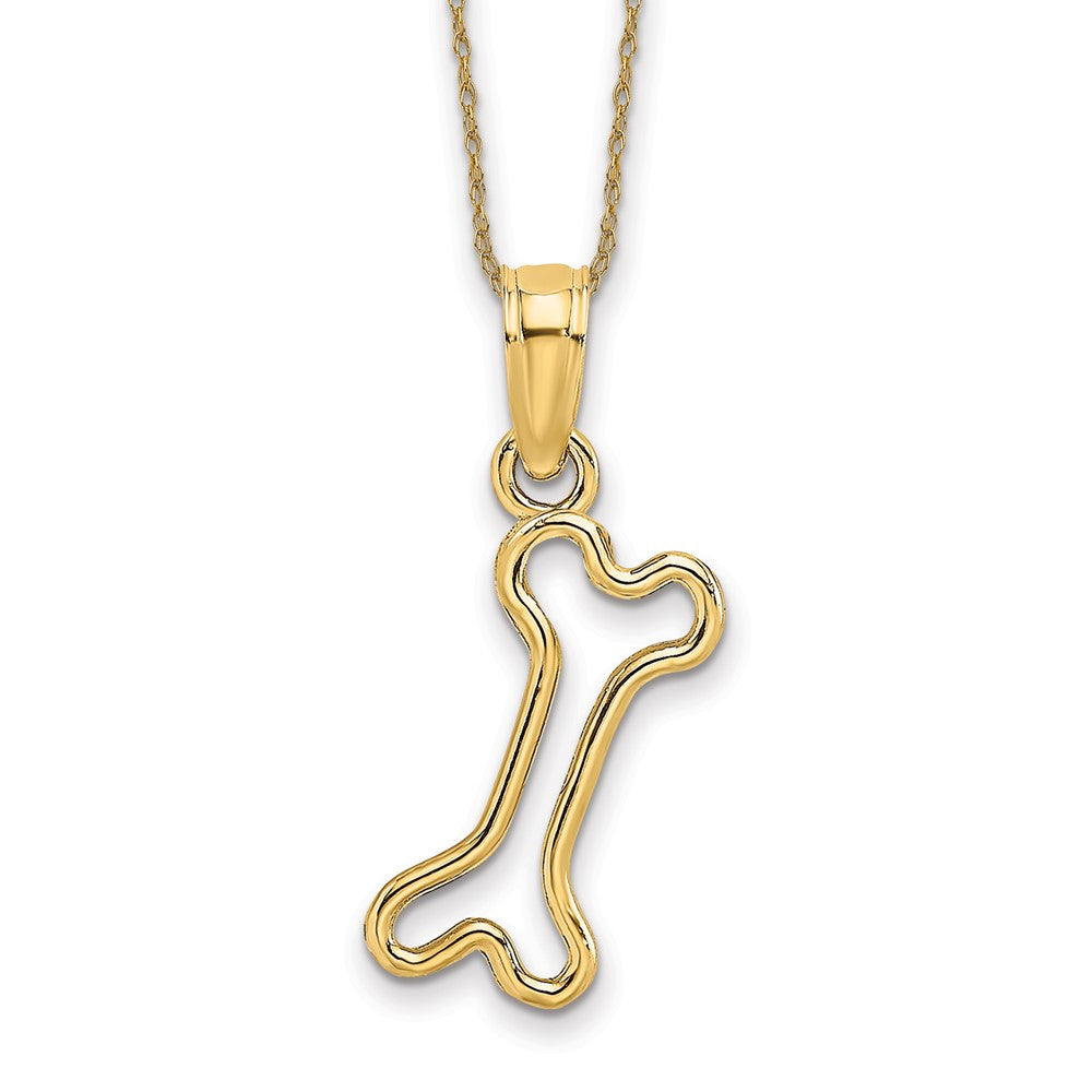 14k Cut-Out Polished Mini Dog Bone Necklace