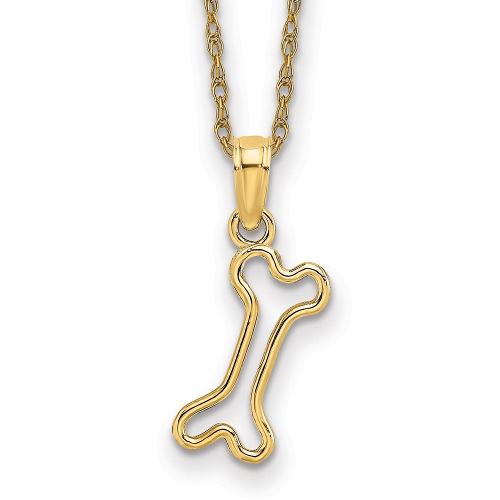 14k Cut-Out Polished Mini Dog Bone Necklace