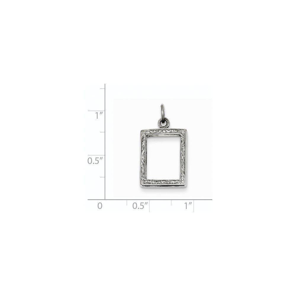 14k White Gold Picture Frame Pendant