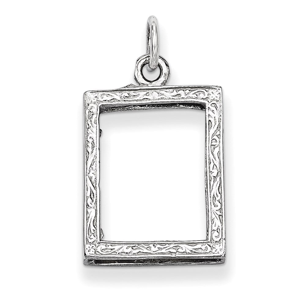 14k White Gold Picture Frame Pendant