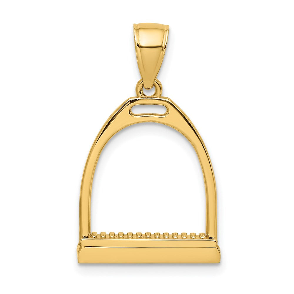 14K 3-D Polished Large Horse Stirrup Charm
