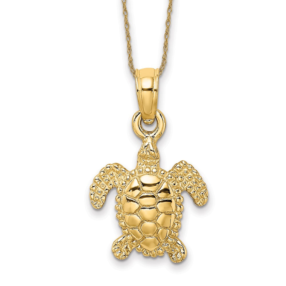 14k 3-D Mini Sea Turtle Necklace