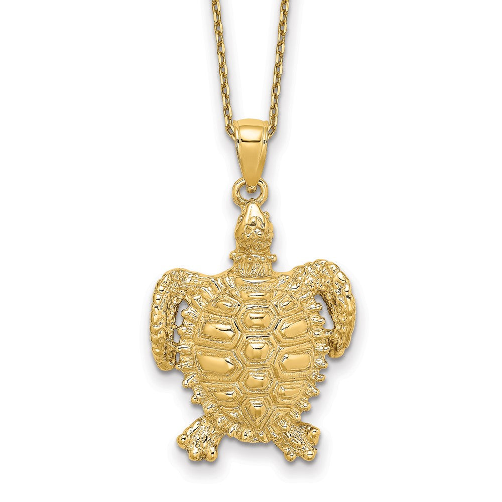 14K Sea Turtle with Spiny Shell Charm on Chain