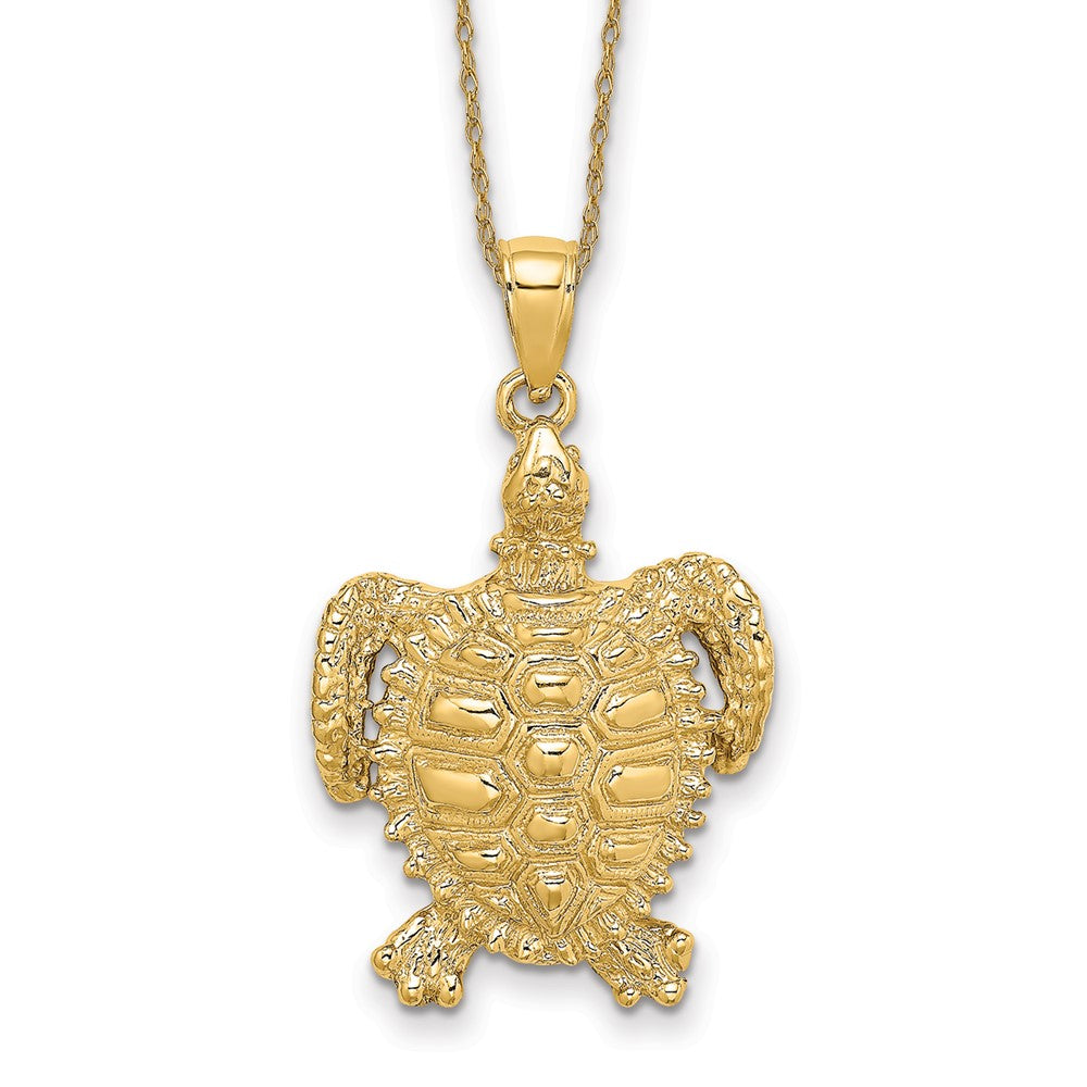 14k Sea Turtle with Spiny Shell Necklace