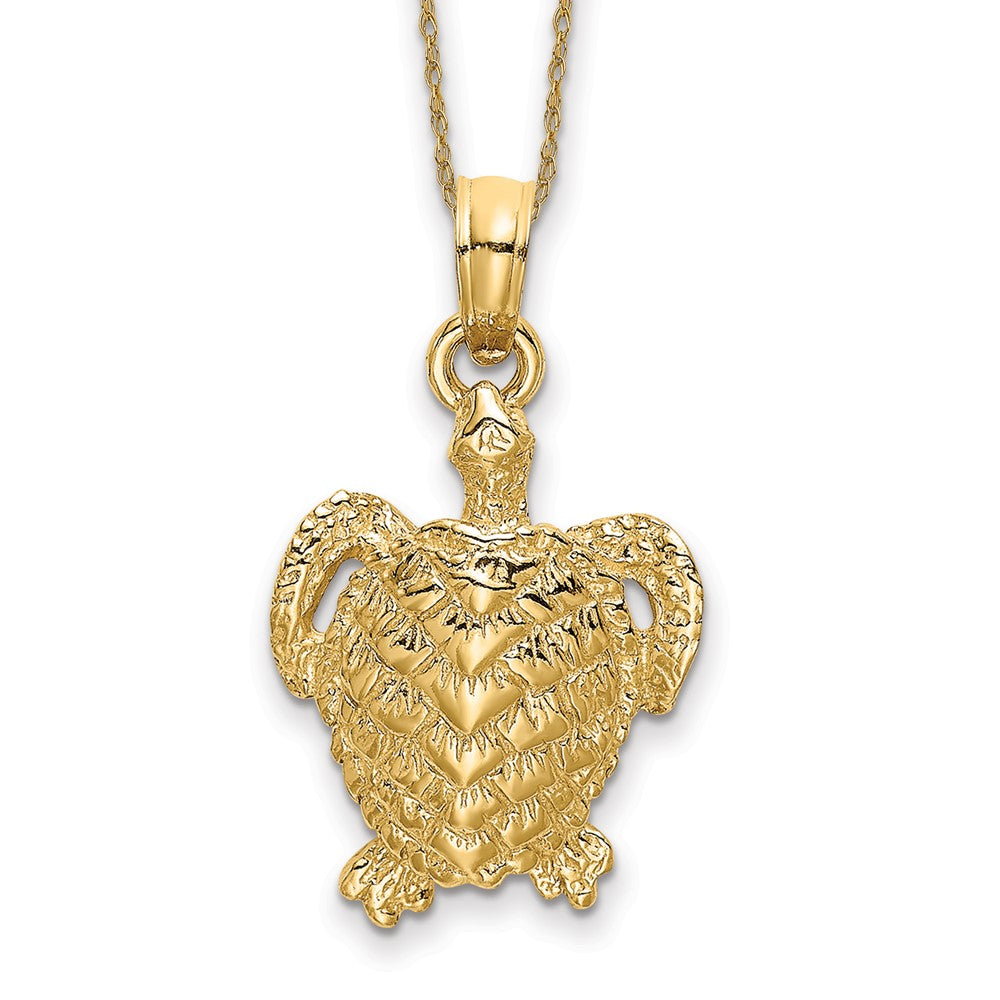 14k Textured Sea Turtle Necklace