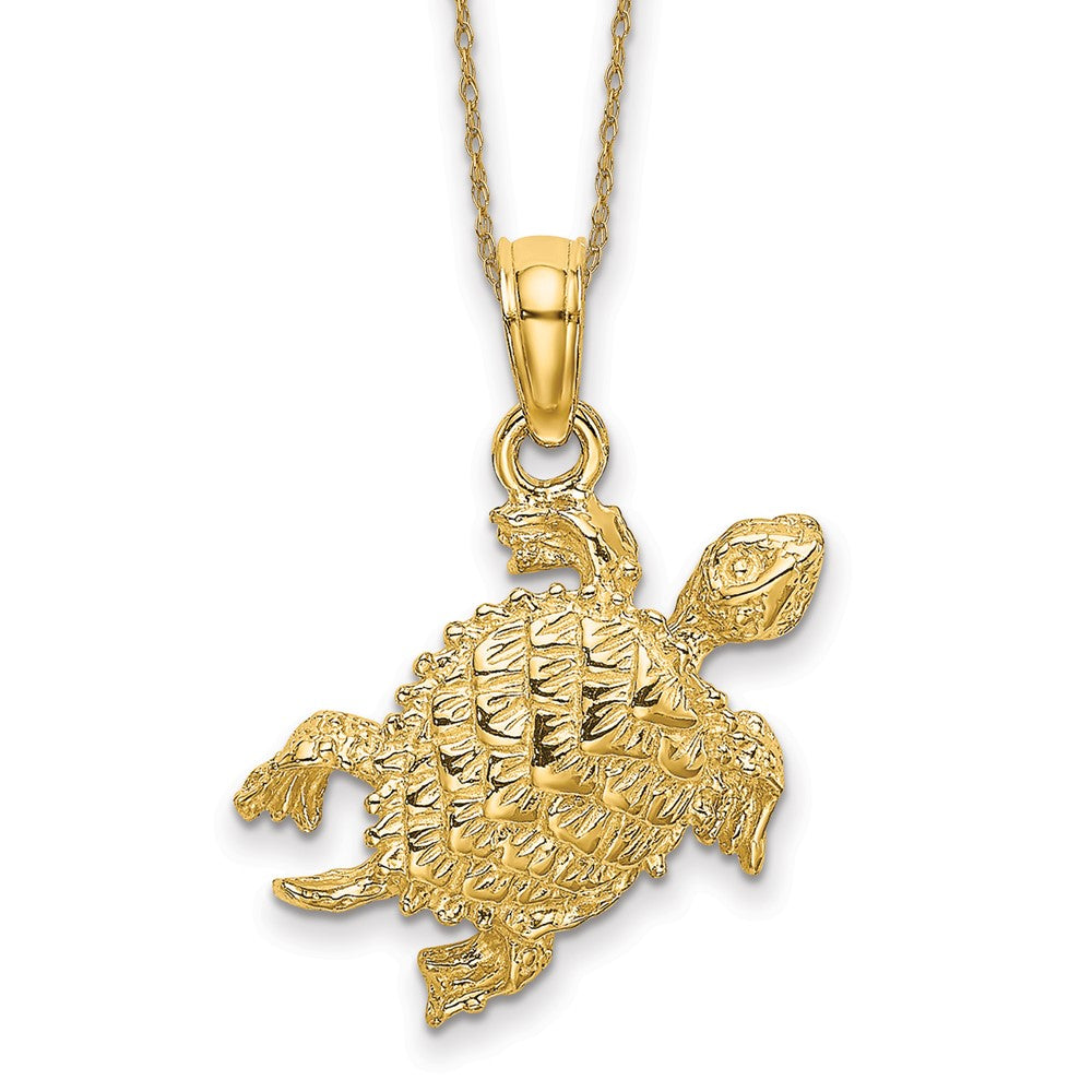 14k Sea Turtle with Tail Necklace