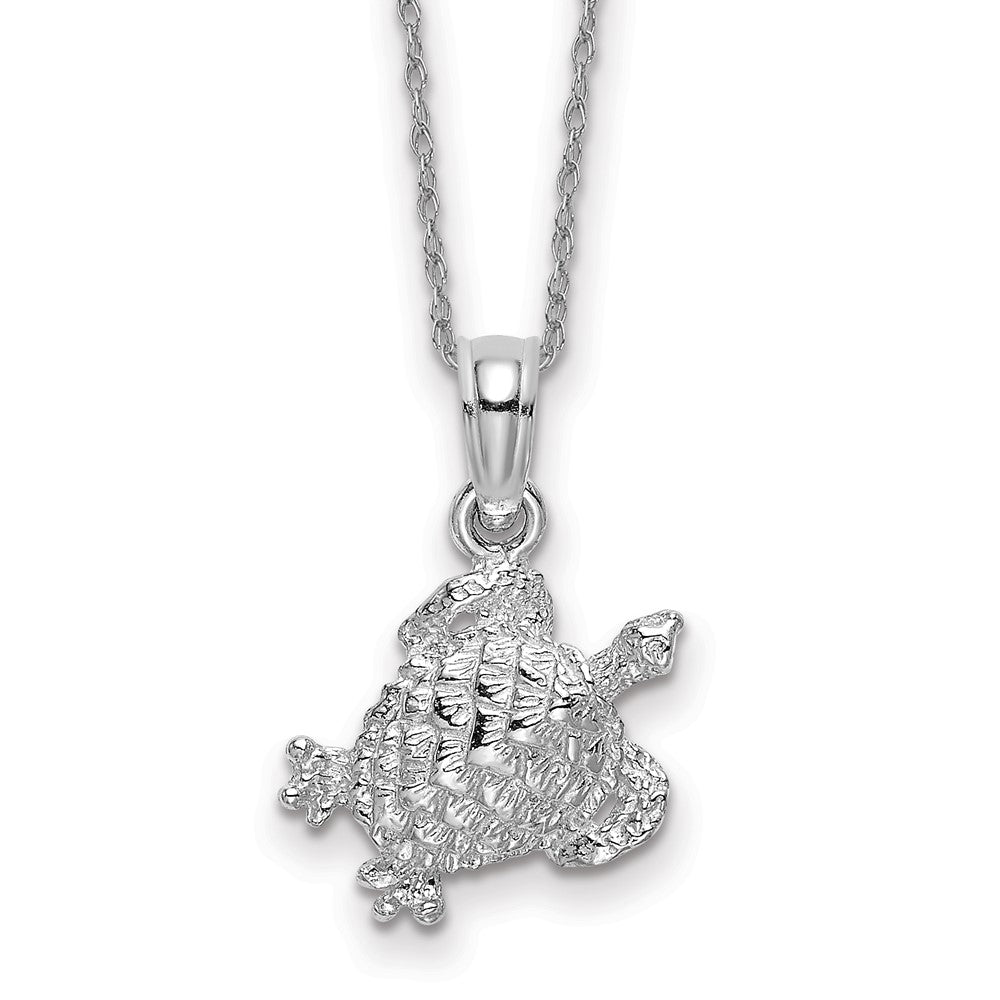 14k White Gold Textured Sea Turtle Necklace