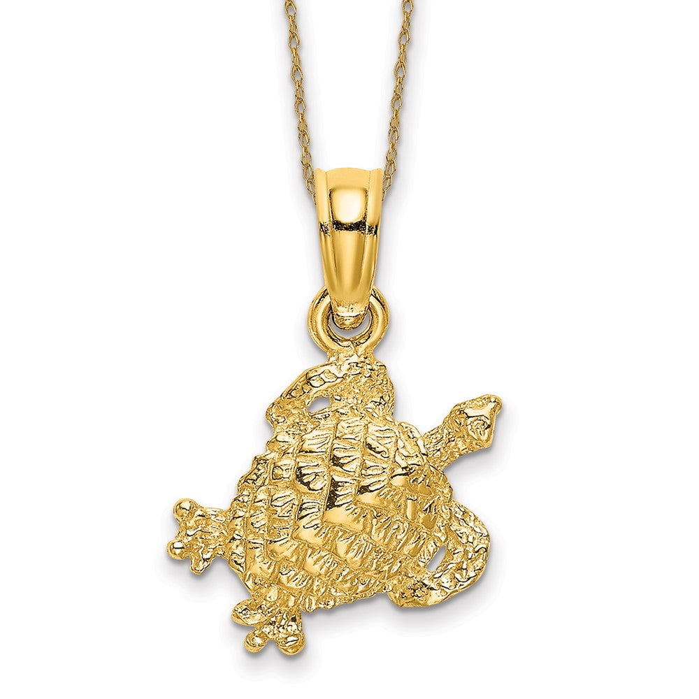 14k Textured Sea Turtle Necklace