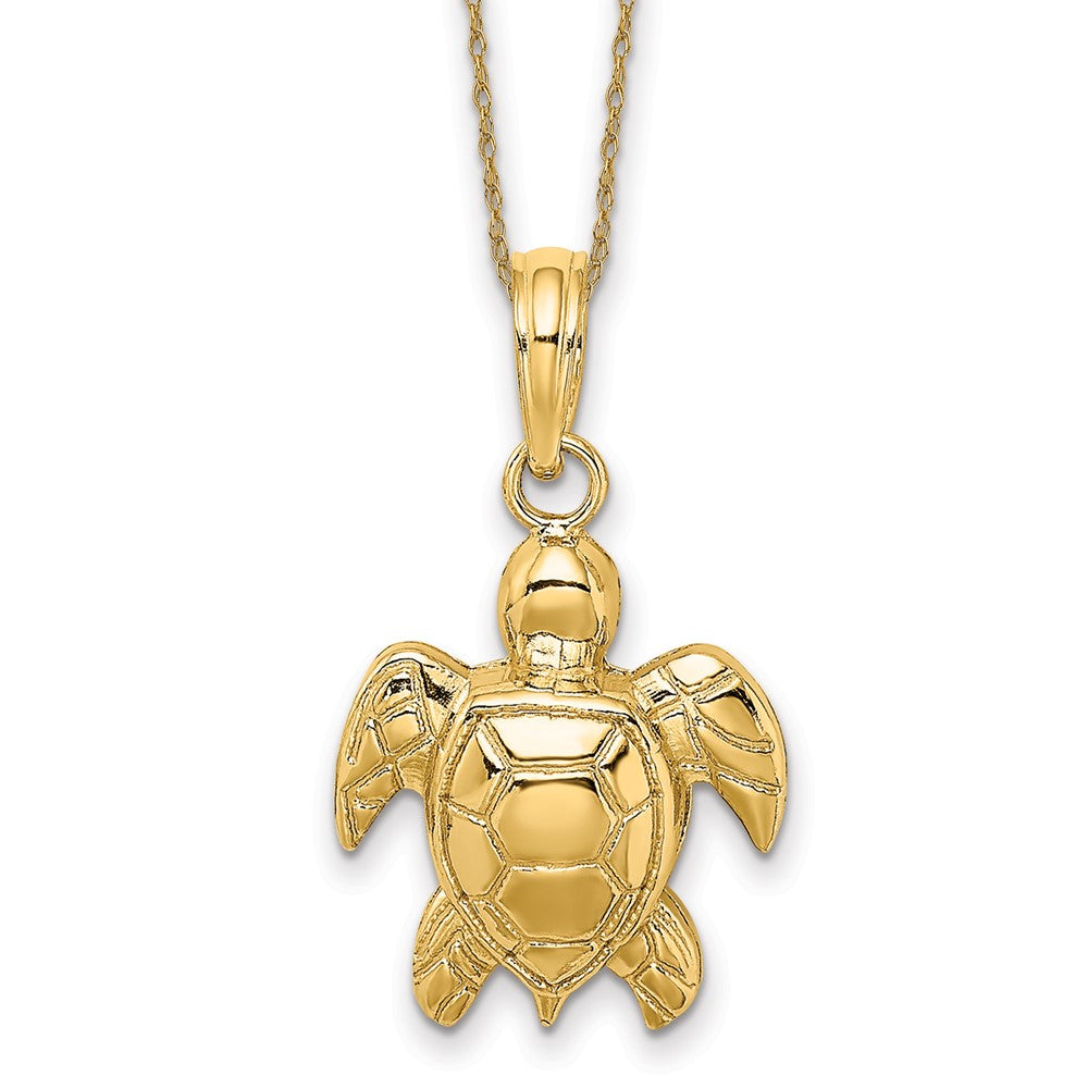 14k Textured Sea Turtle Necklace