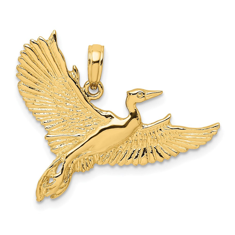 14K Flying Heron Bird Charm