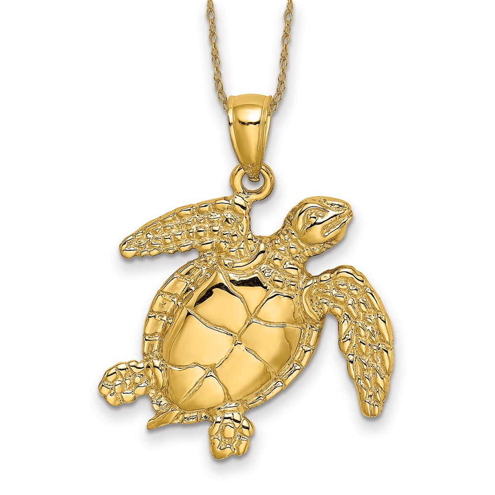 14k Sea Turtle Swimming Necklace