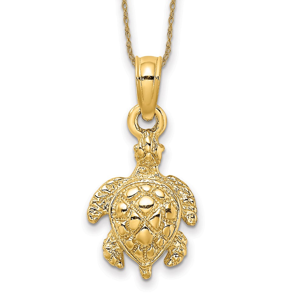 14k Textured Sea Turtle Necklace