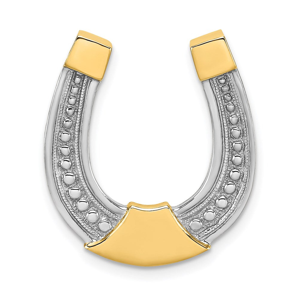 14k w/ Rhodium Horseshoe Chain Slide Charm