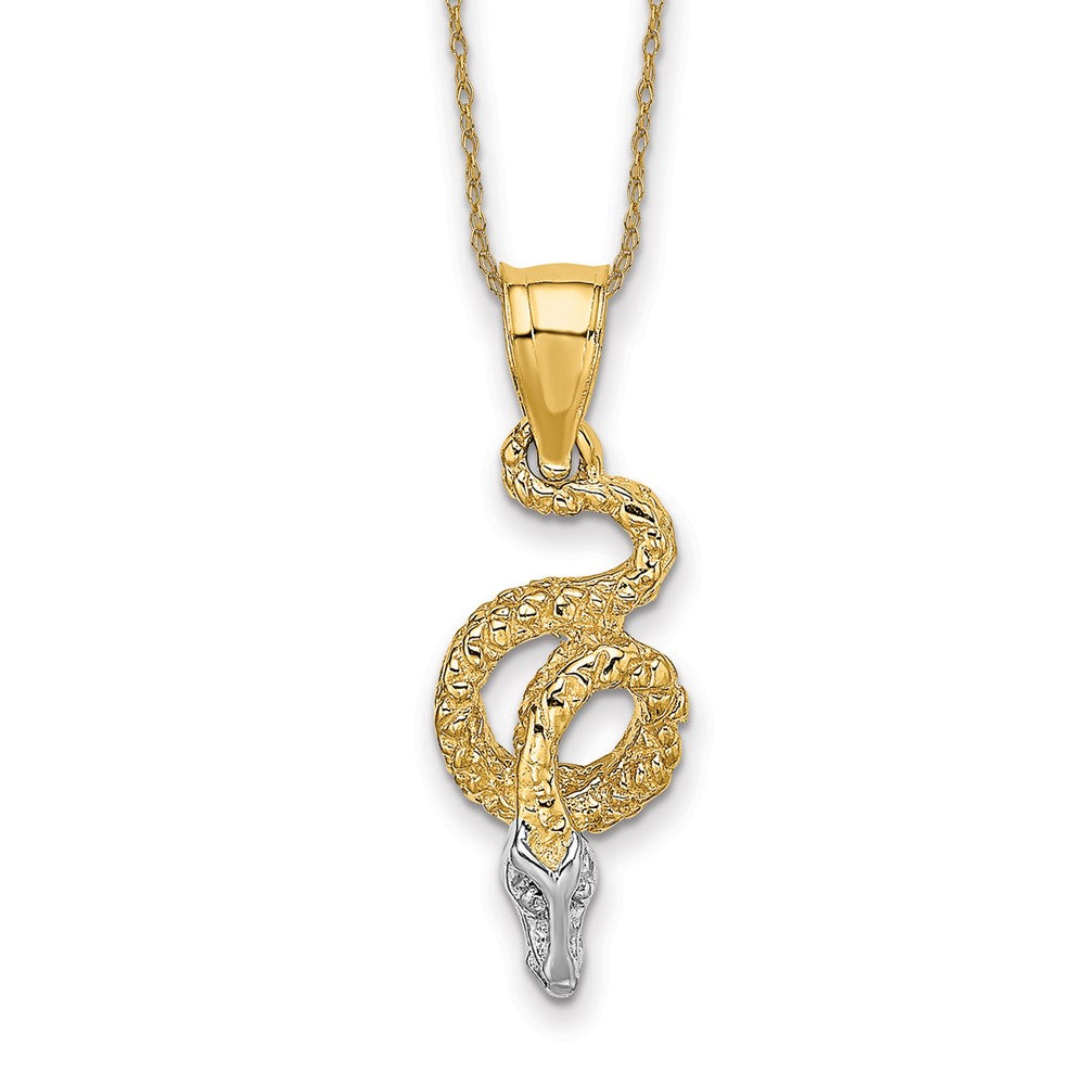 14k Rhodium Coiled Snake Necklace