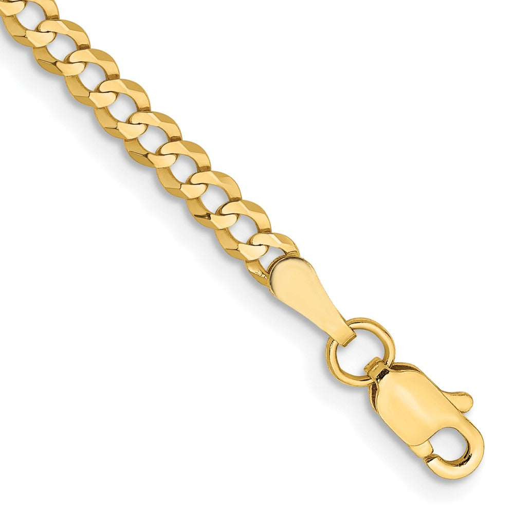 14K 7 inch 3.1mm Lightweight Flat Cuban with Lobster Clasp Bracelet