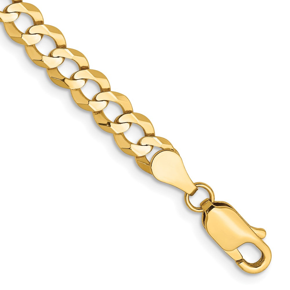 14K 8 inch 4.7mm Lightweight Flat Cuban with Lobster Clasp Bracelet