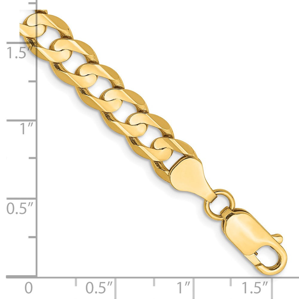 14K 9 inch 6.75mm Open Concave Curb with Lobster Clasp Chain