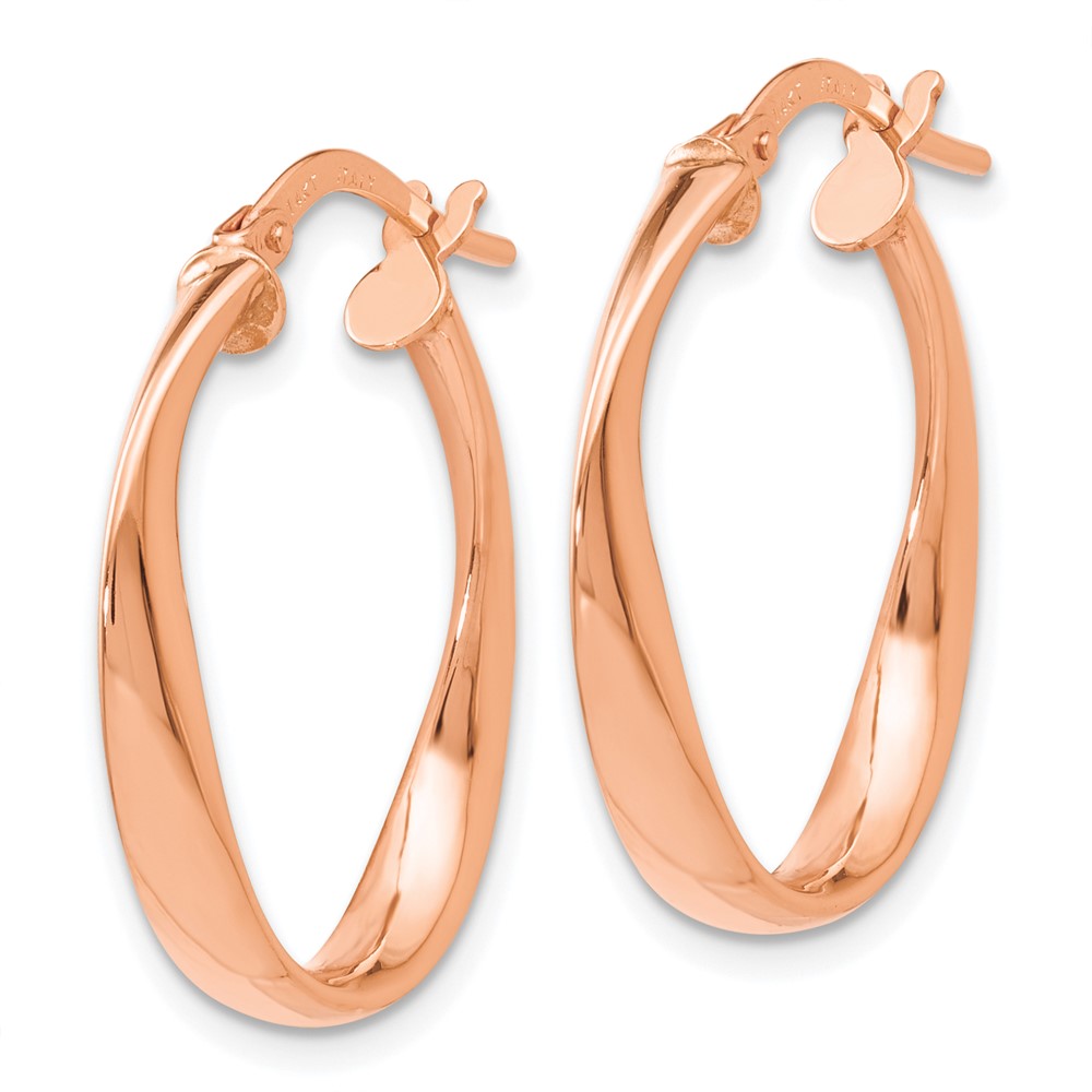 14K with Rose Gold Plating Polished Hoop Earrings