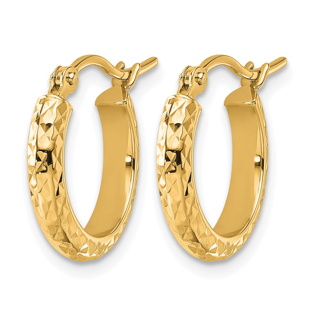 14k Diamond-cut 2.5x Hollow Hoop Earrings