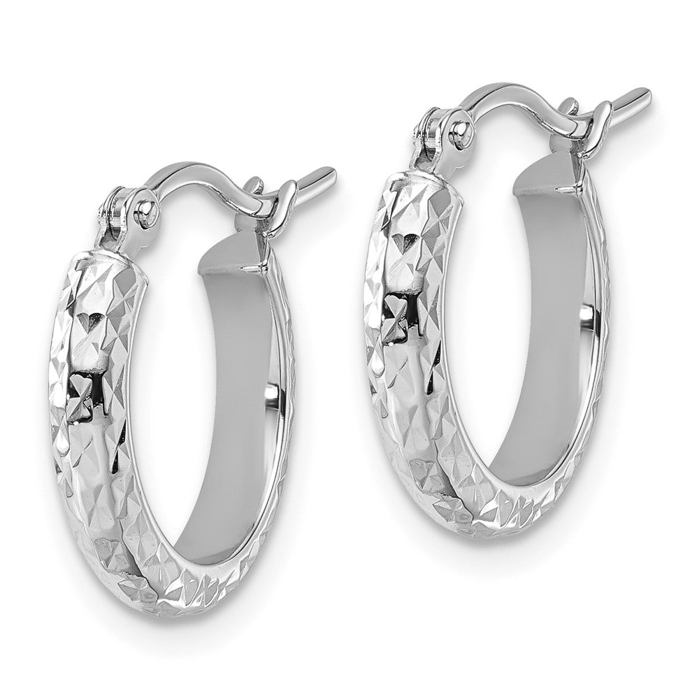 14k White Gold D/C 2.8x Hollow Hoop Earrings