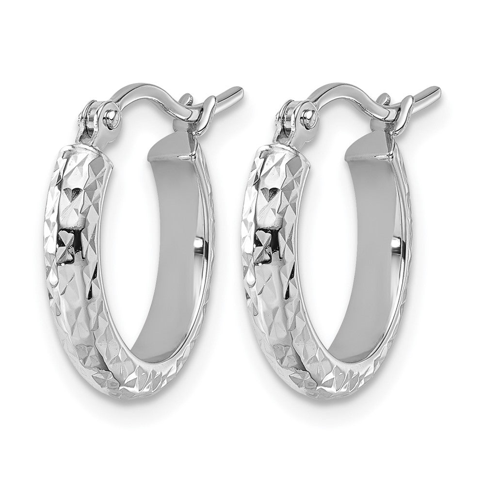 14k White Gold D/C 2.5x Hollow Hoop Earrings
