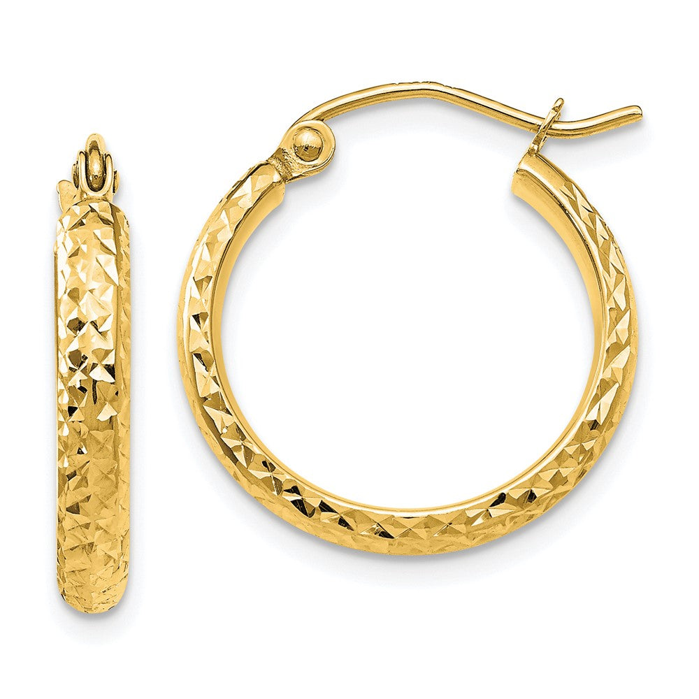 14k D/C 2.8x Hollow Hoop Earrings