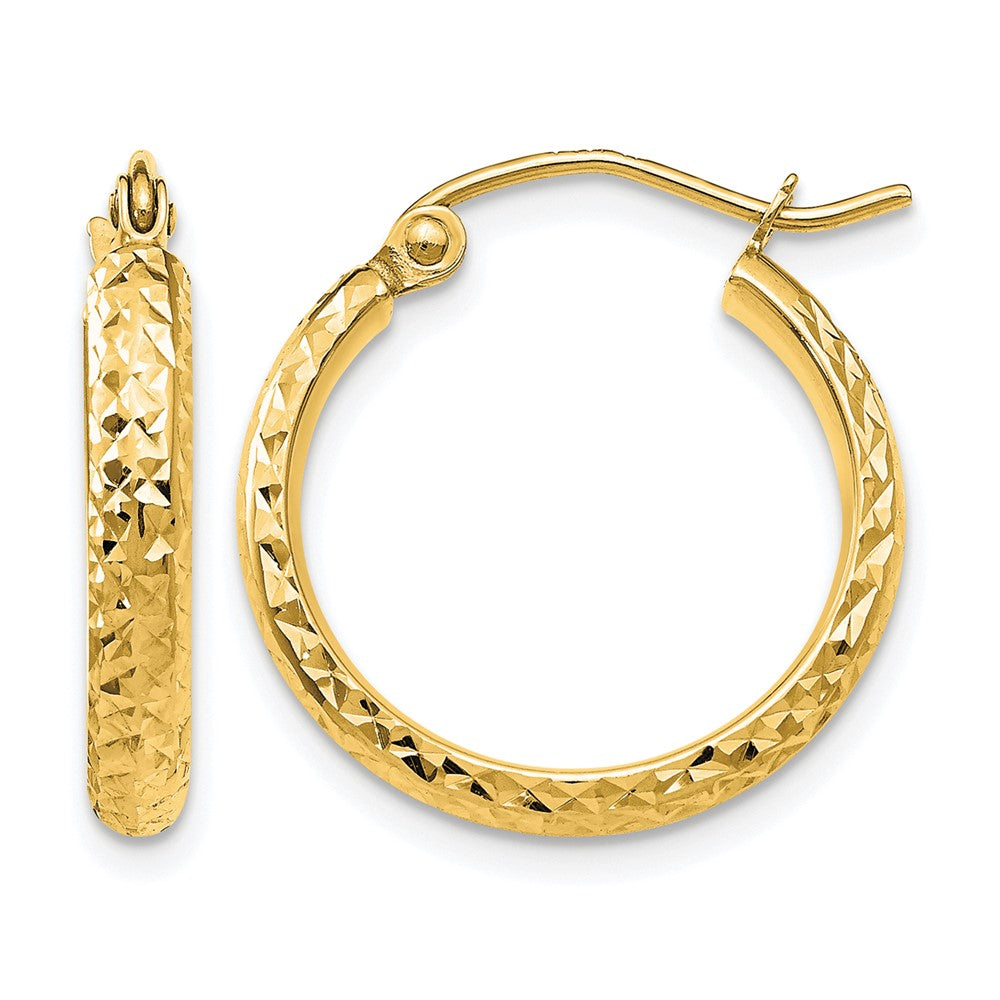 14k D/C 2.5x Hollow Hoop Earrings