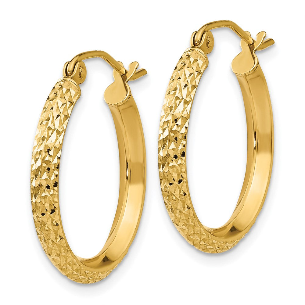 14k Knife Edge D/C 2.5x Hollow Hoop Earrings