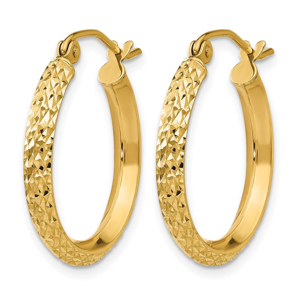 14k Knife Edge D/C 2.5x Hollow Hoop Earrings