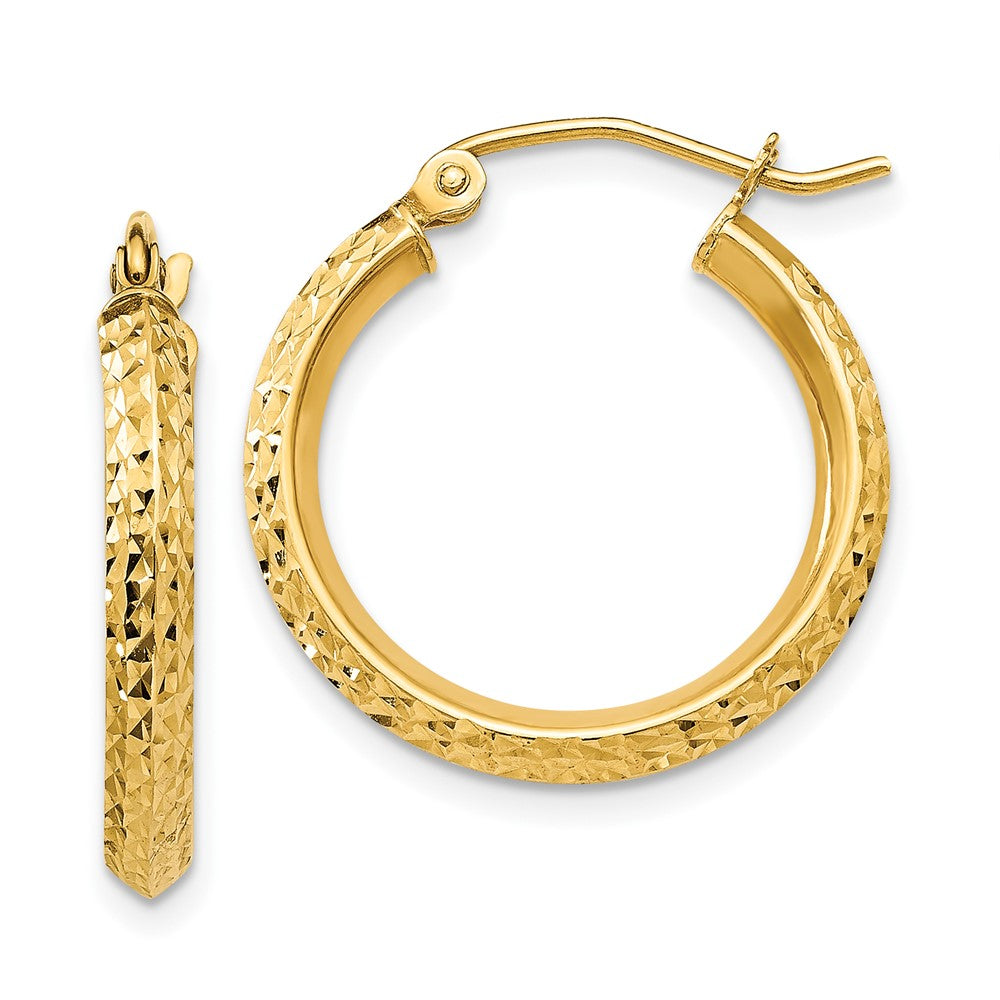 14k Knife Edge D/C 2.5x Hollow Hoop Earrings