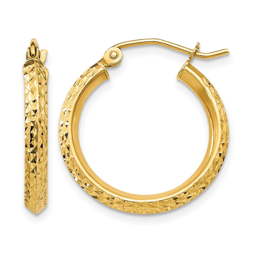 14k Knife Edge D/C 2.5x Hollow Hoop Earrings