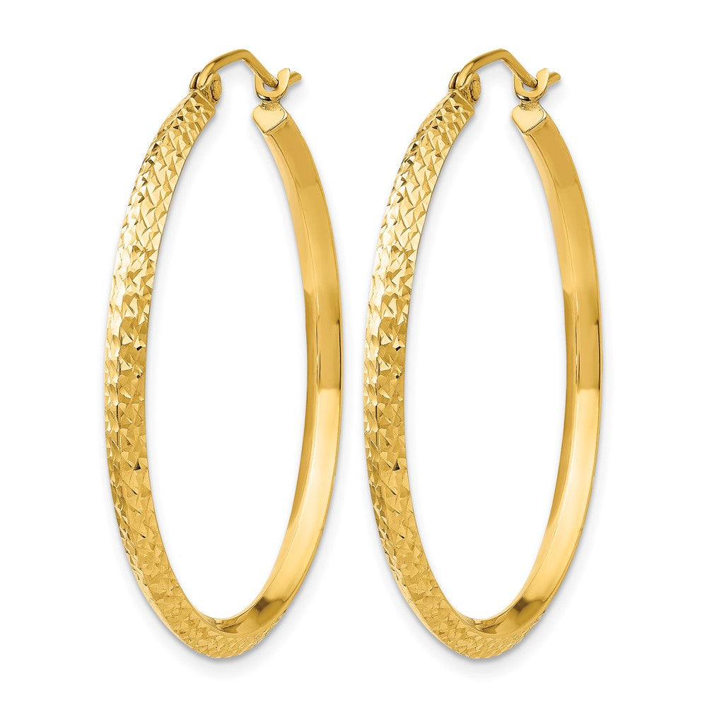 14k Knife Edge D/C Hollow 2.5x Hoop Earrings
