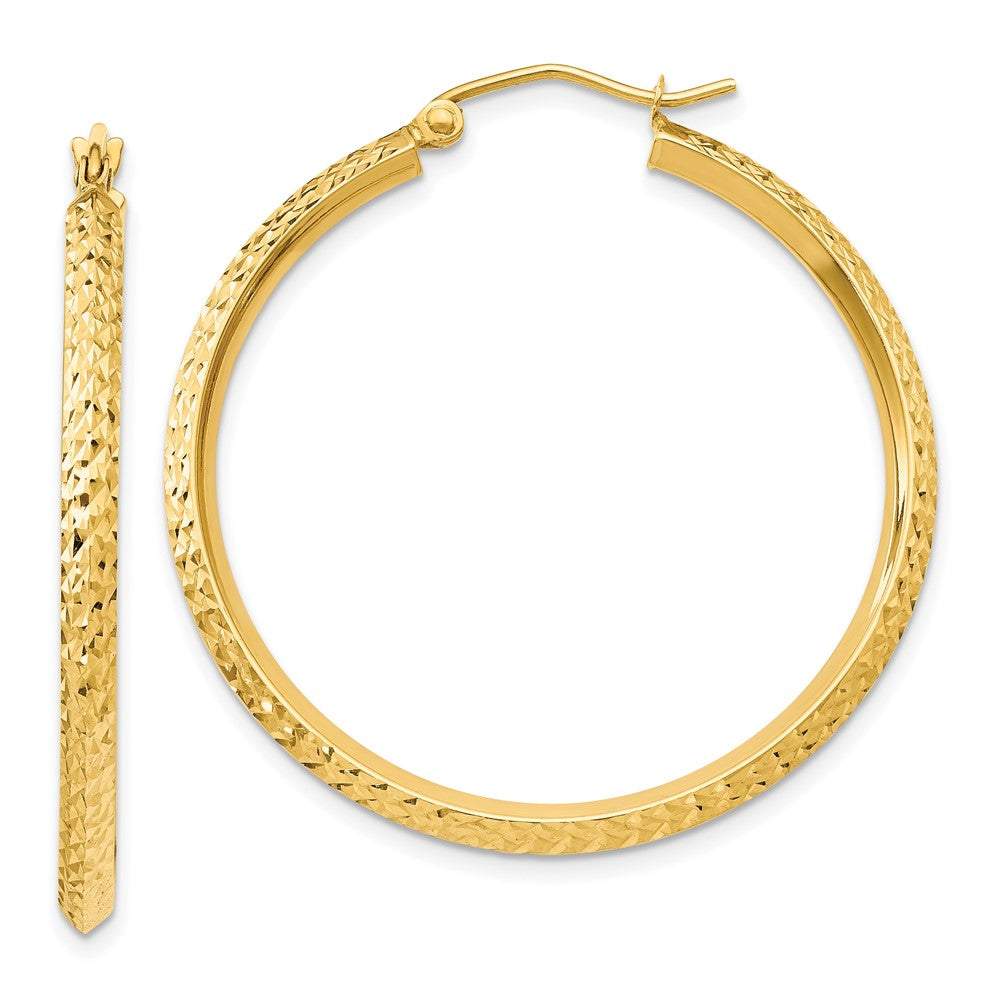 14k Knife Edge D/C Hollow 2.5x Hoop Earrings