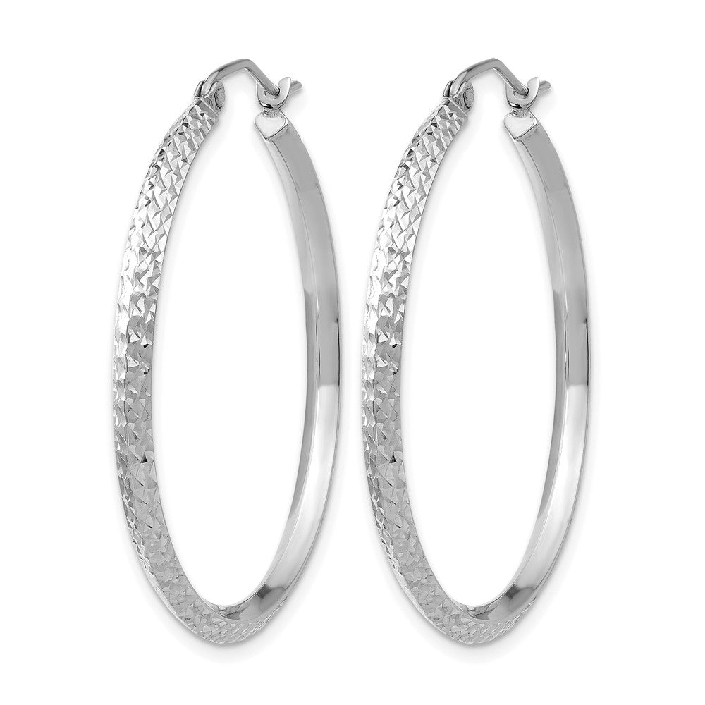 14k White Gold Knife Edge D/C 2.5x Hoop Earrings
