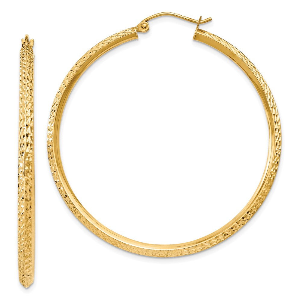 14k Knife Edge D/C Hollow Hoop Earrings