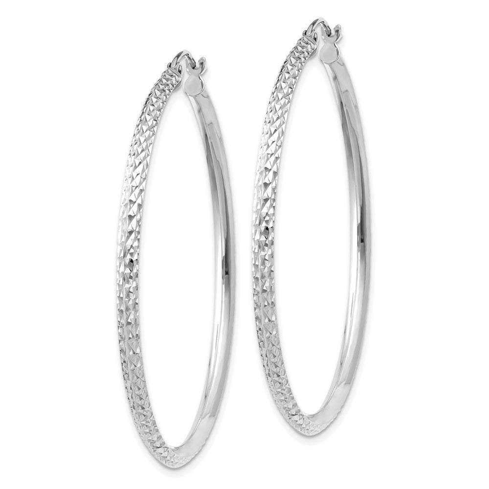 14k WG Knife Edge D/C Hollow Hoop Earrings