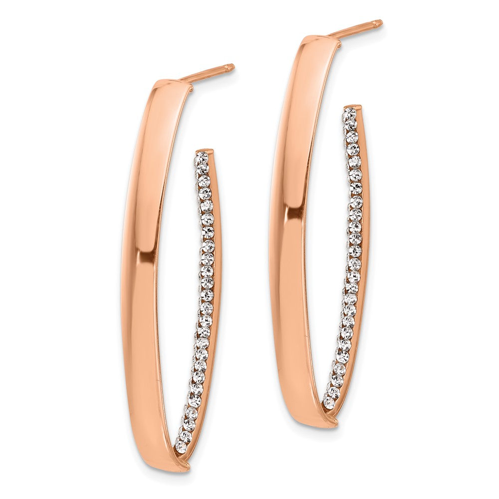 14K w/Rose Gold-plated Polished Crystals J-Hoop Post Earrings