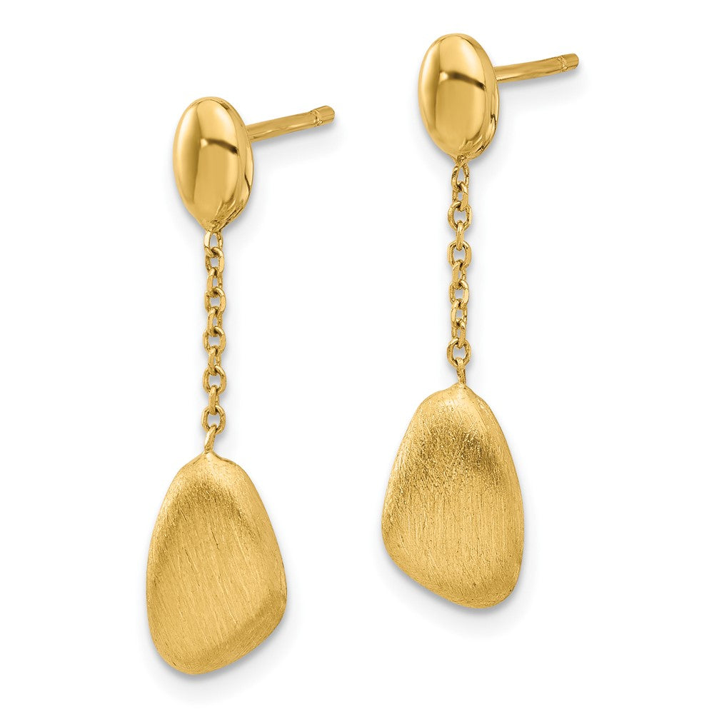 14k Brushed and Polished Dangle Post Earrings