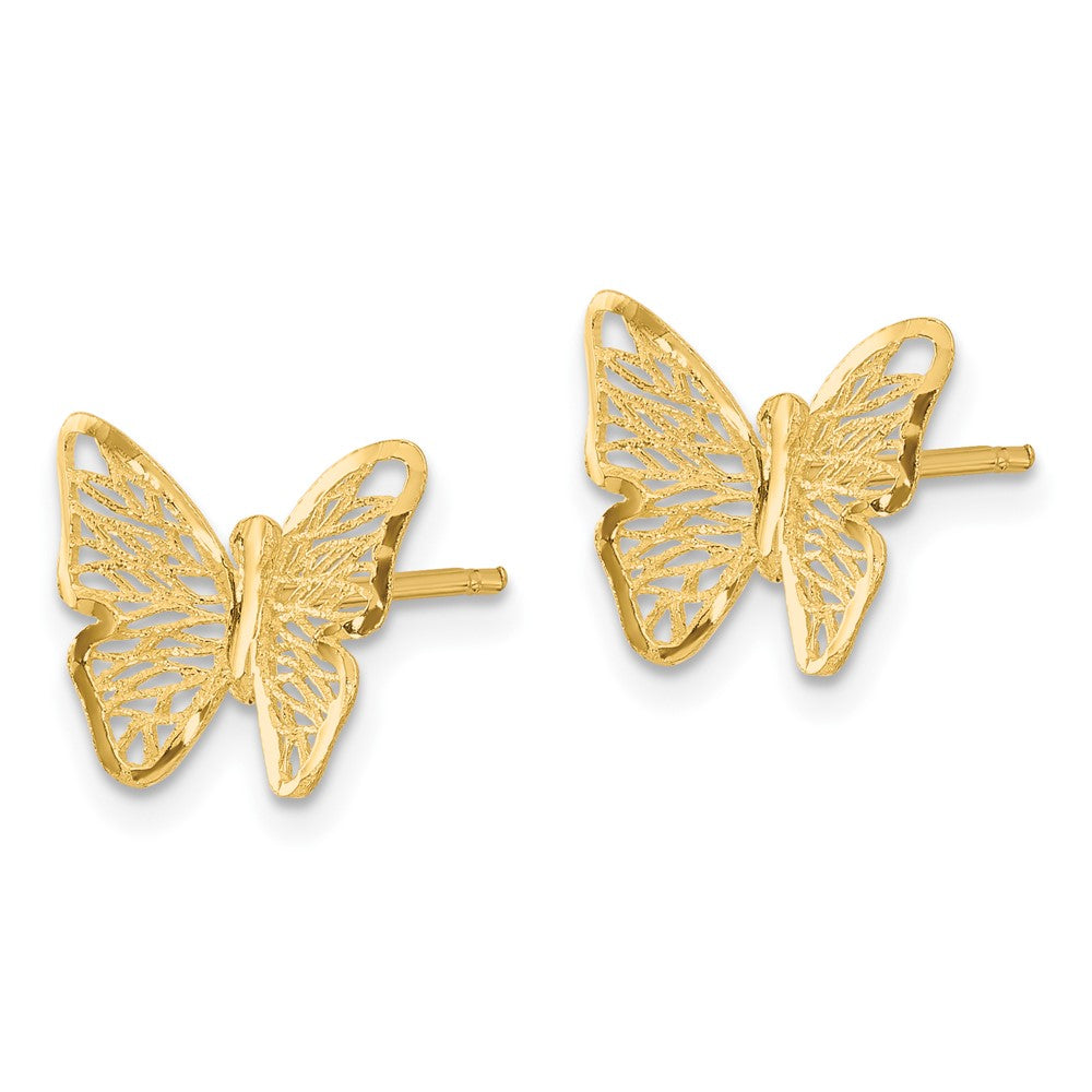 14k Textured and Polished Butterfly Post Earrings