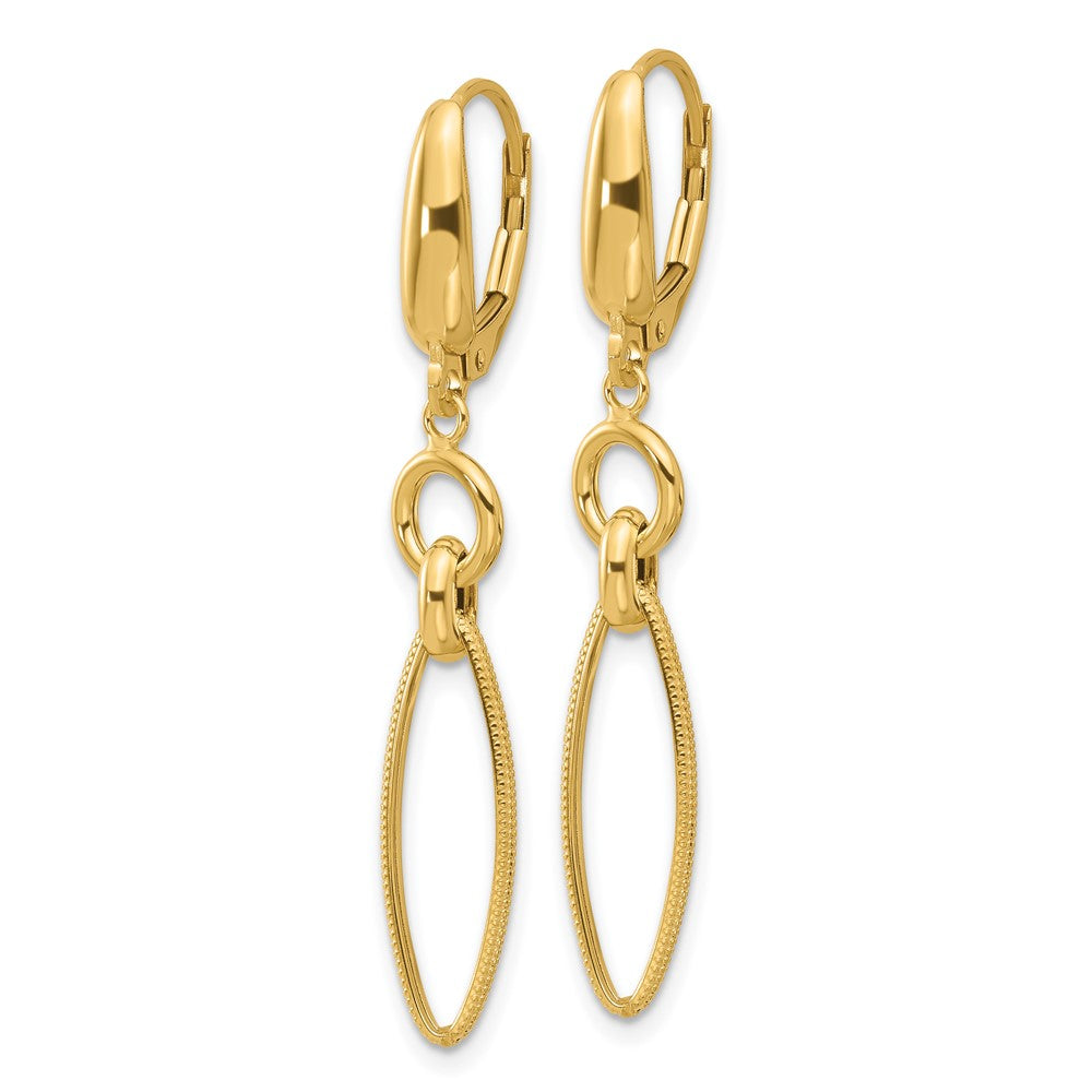 14K Polished/Textured Dangle Earrings