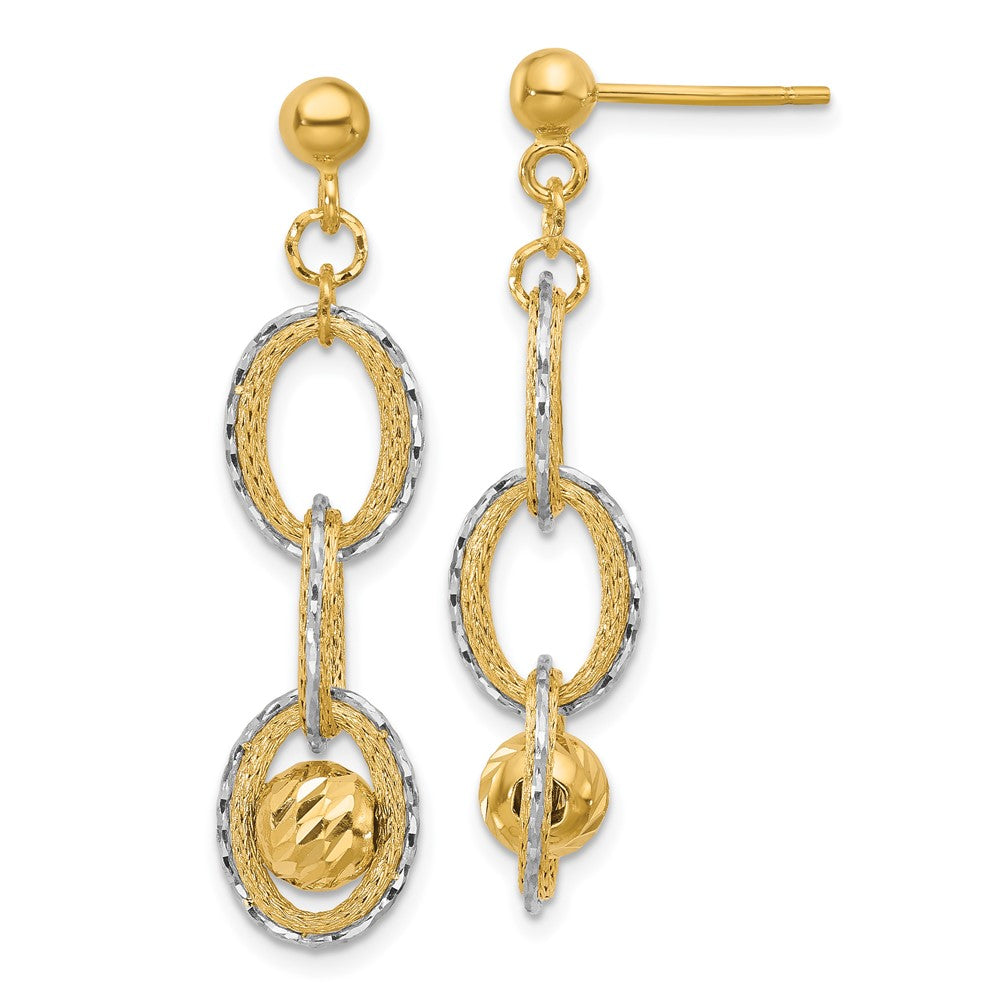 14K Two-tone Polished and Diamond-cut Dangle Post Earrings