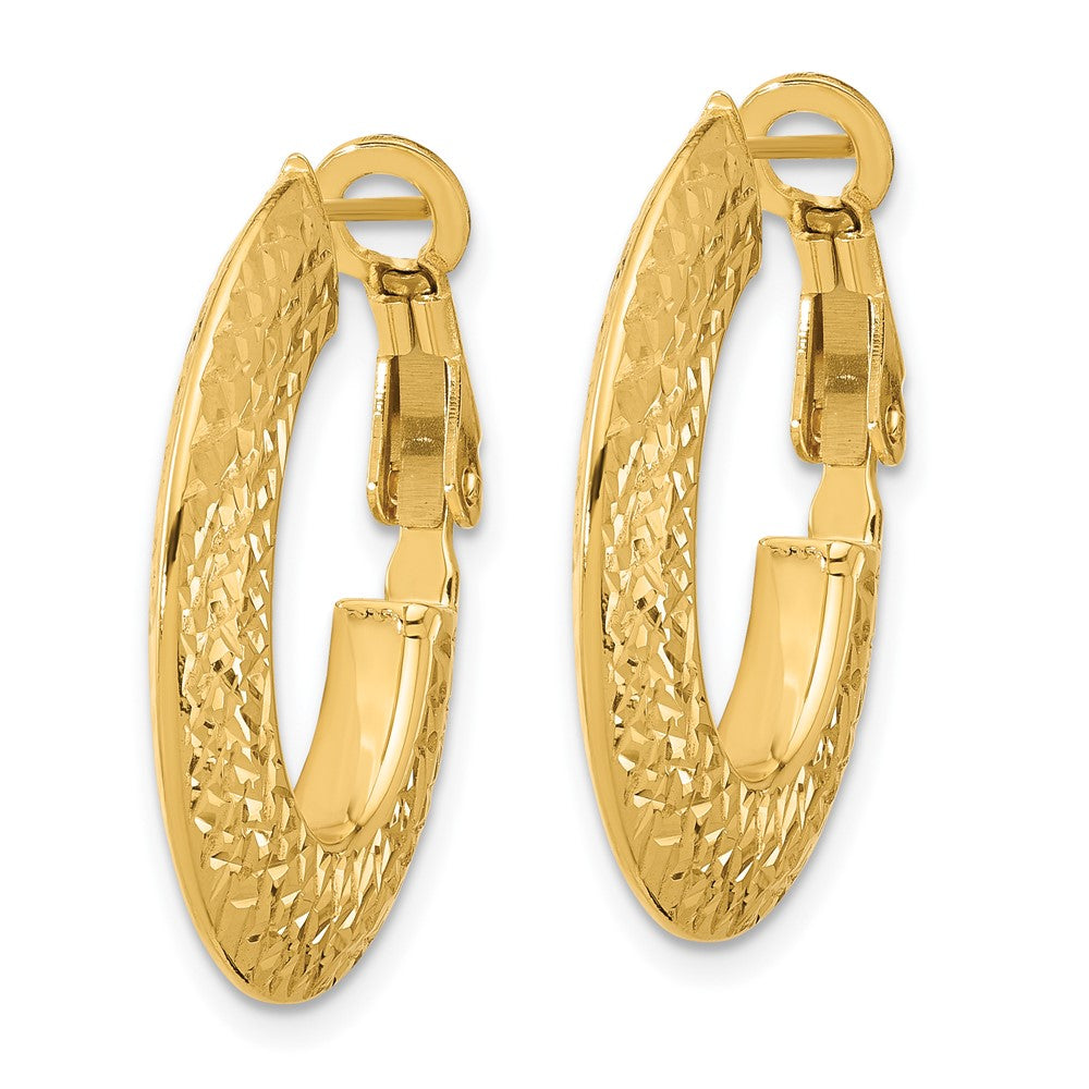 14k Polished and D/C Knife Edge Omega Back Hoop Earrings