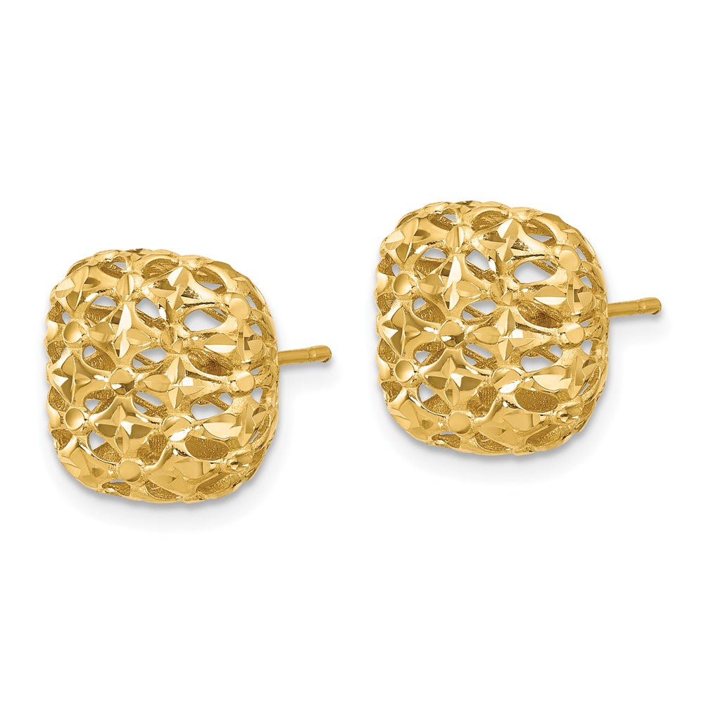 14K Polished Puffed Square Post Earrings