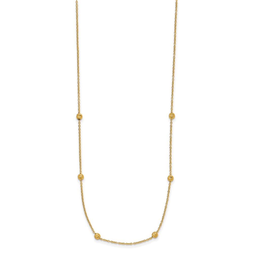 14K Polished D/C Beaded with ext. Necklace