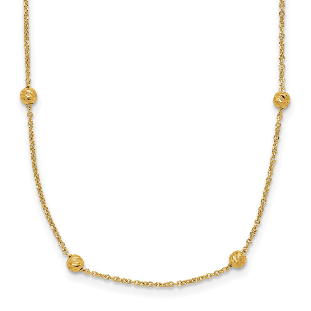 14K Polished D/C Beaded with ext. Necklace