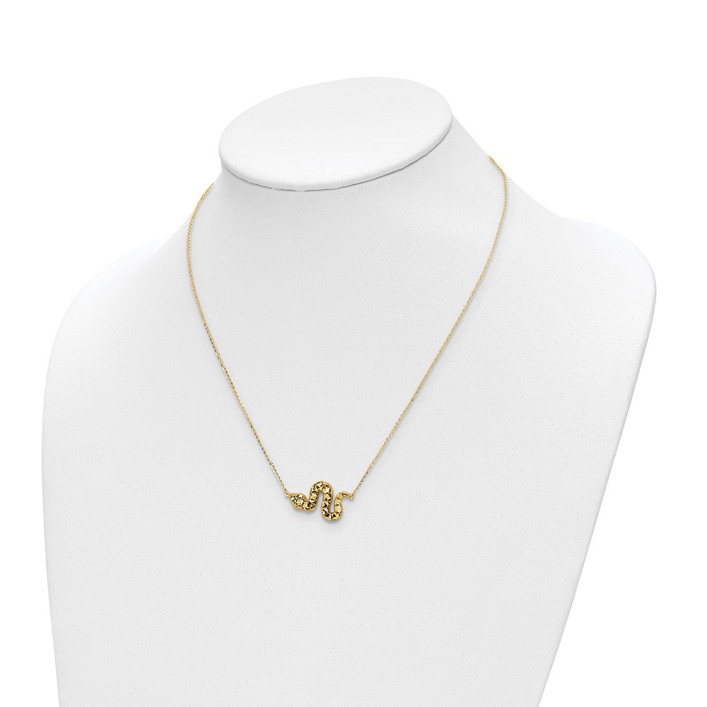 14k Polished and Diamond-cut Snake Necklace