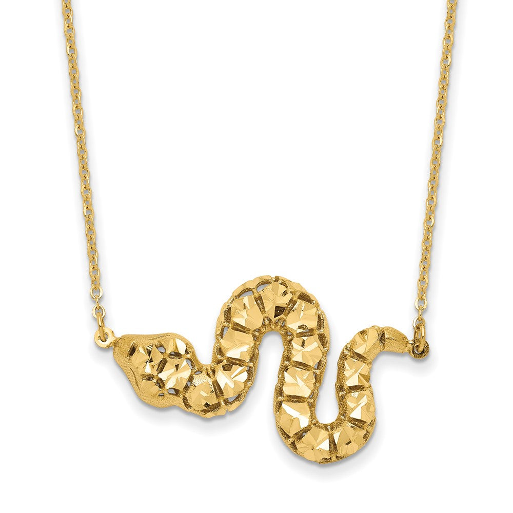 14k Polished and Diamond-cut Snake Necklace