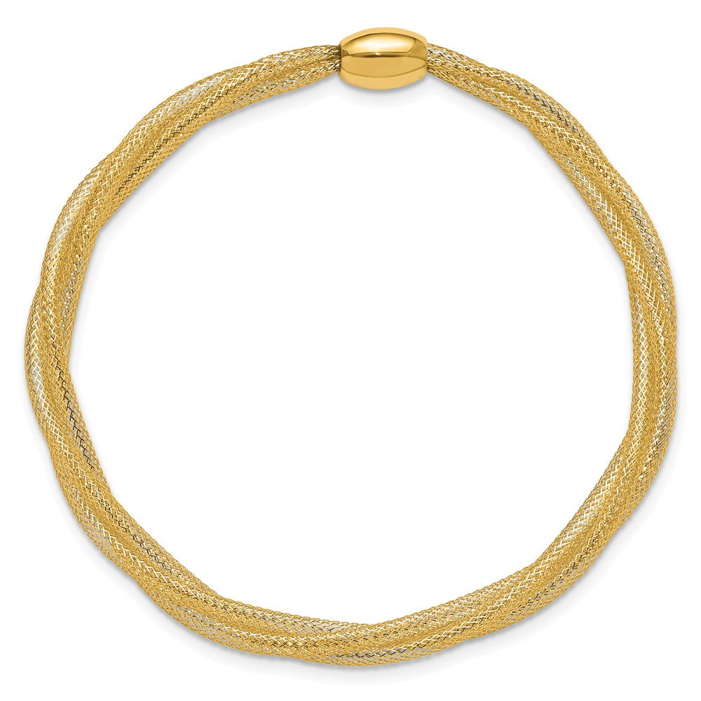 14K Mesh Twist Slip-on Stretch Bracelet