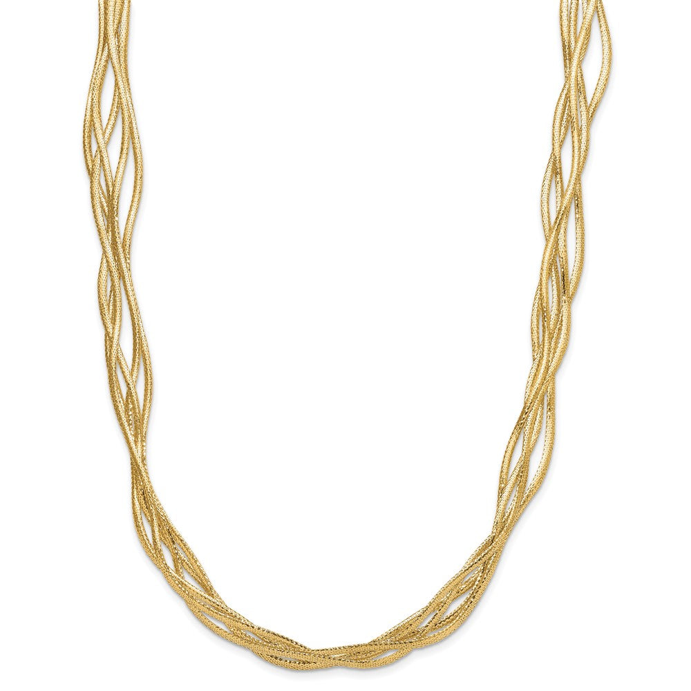 14K Polished and Diamond-cut Twisted 4-strand Mesh Necklace